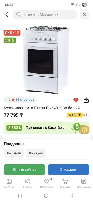 Кухонная плита Flama RG24019-W белый