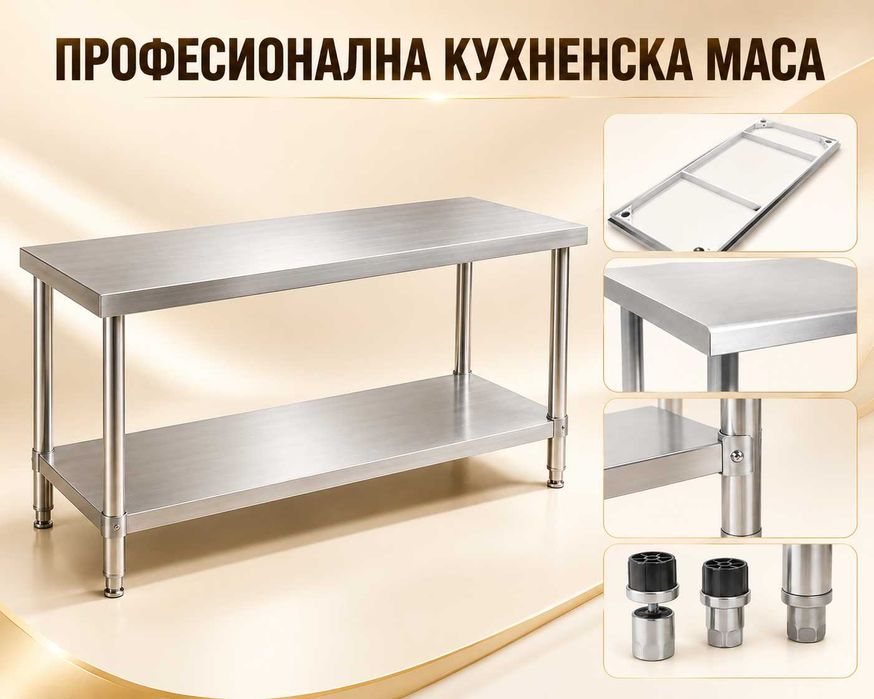 Маса професионална от неръждаема стомана – различни размери