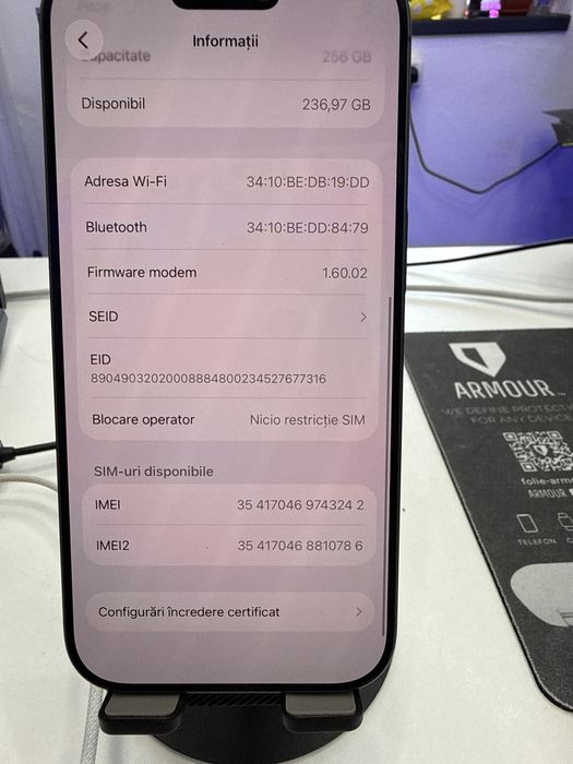 Iphone 17 256Gb Baterie 100% Full box ca Nou