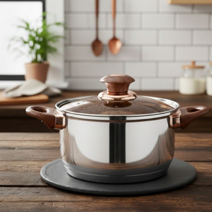 Комплект съдове за готвене от 12 части – Неръждаема стомана, равномерн