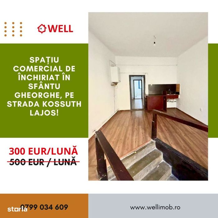 Spațiu comercial de închiriat în Sf. Gheorghe, pe str Kossuth Lajos!