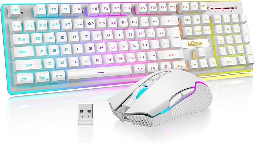 Set Tastatură mouse wireless gaming RedThunder K10,3800mAh,lumini LED
