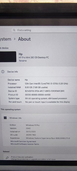 Mini Pc Hp pro 260 G9 I3 gen. 12