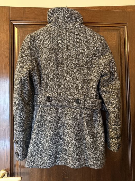 Palton scurt de lână, gri/negru, mărimea 42(M/L)