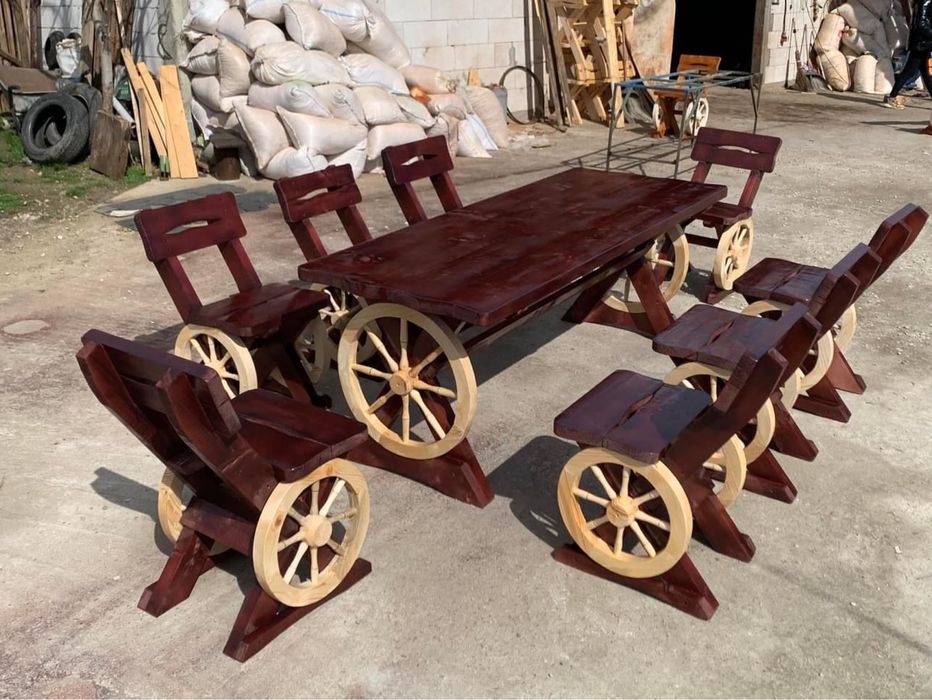 Leagan din lemn rustic cu 2 pui / balansoar lemn