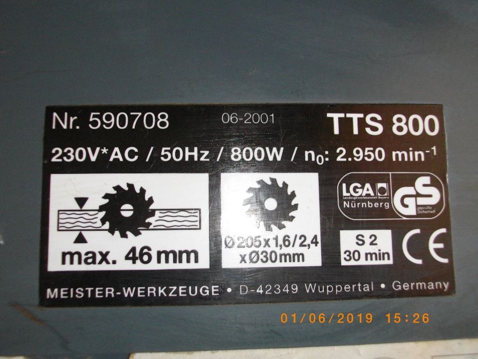 ф205мм Разгъващ 800W Ел.Настолен Циркуляр Немски 2001г Top Craft TTS80