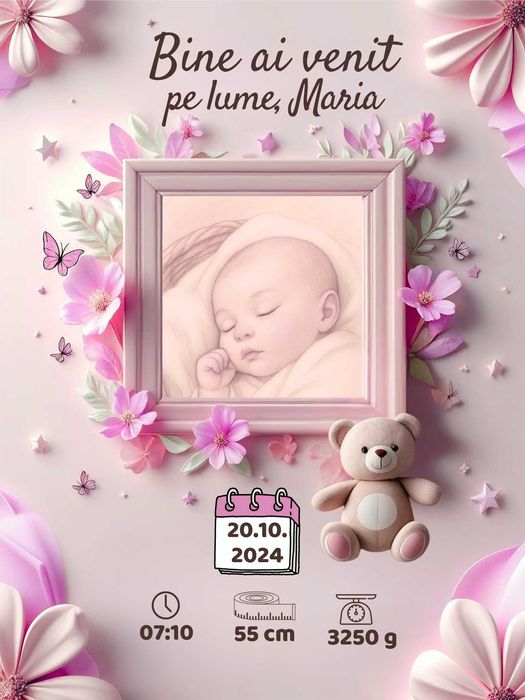 Tablou Personalizat Bebelusi - Nou Nascut - Baby Girl / Baby Boy