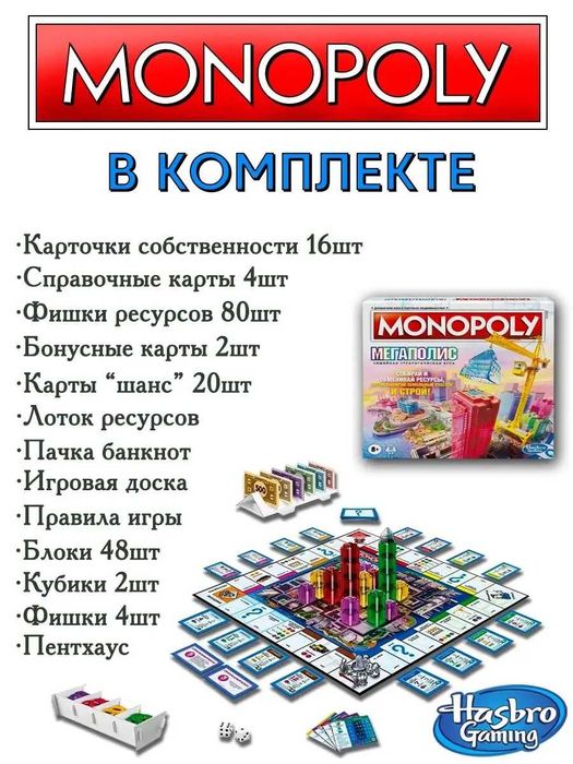 Продаётся, настольная игра Монополия Мегаполис оригинальная от Hasbro