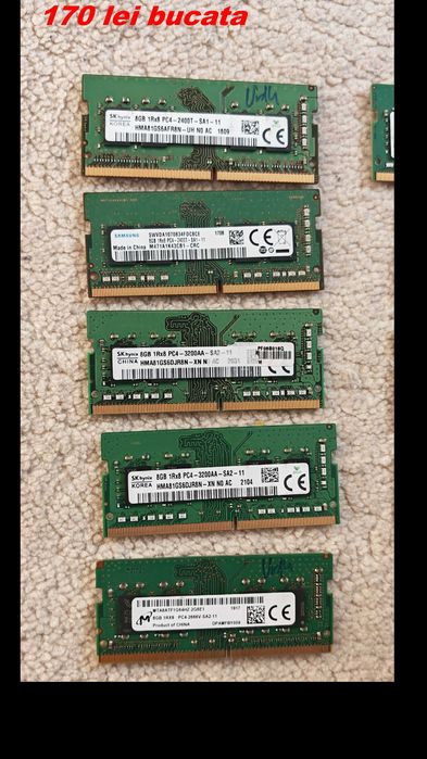 Memorii RAM DDR4 laptop 4GB / 8GB / 16GB,  perfect funcționale SH