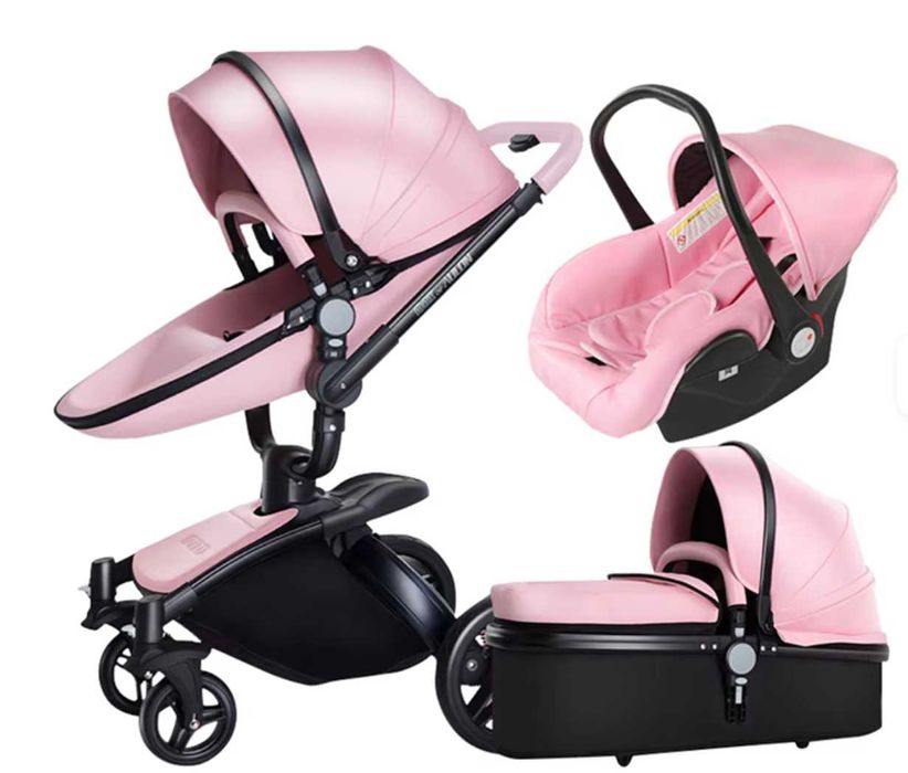 Cărucior 3 în 1 pentru bebeluși (stroller + landou + scoică auto)