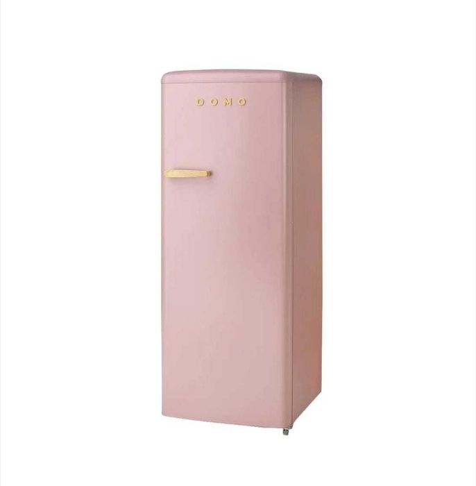Frigider retro roz DOMO (Belgia) SIGILAT - 1600 lei (inaltime 144 cm, capacitate 218 litri, 4 rafturi, 4 compartimente usa, silențios (pret emag 2444)