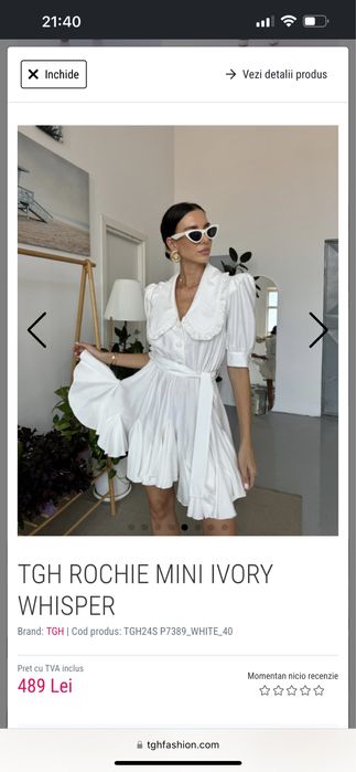 Rochie alba de vara / de vacanta TGH