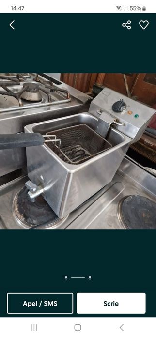 Friteuza inox, chiuveta, robot legume, vitrina calda