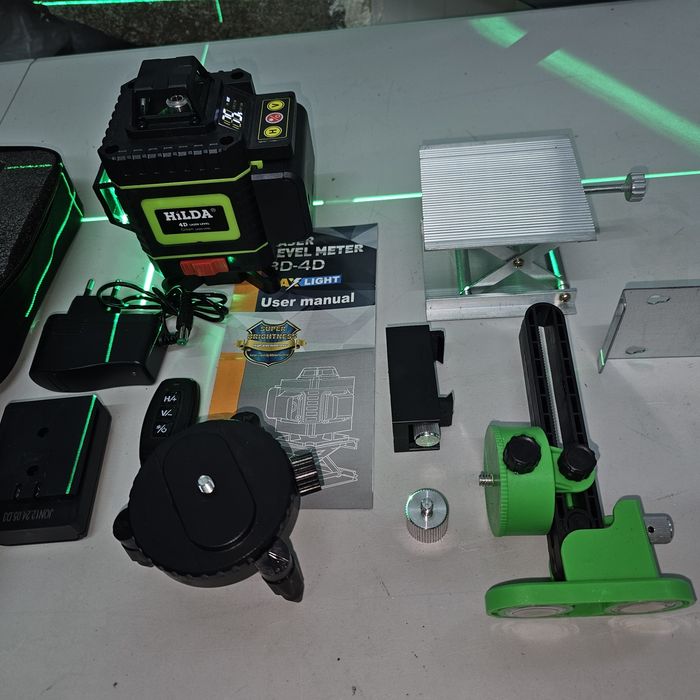 2г. гаранция,4D Лазарен нивелир-HILDA 16 лъча 2-Батерии,професионални