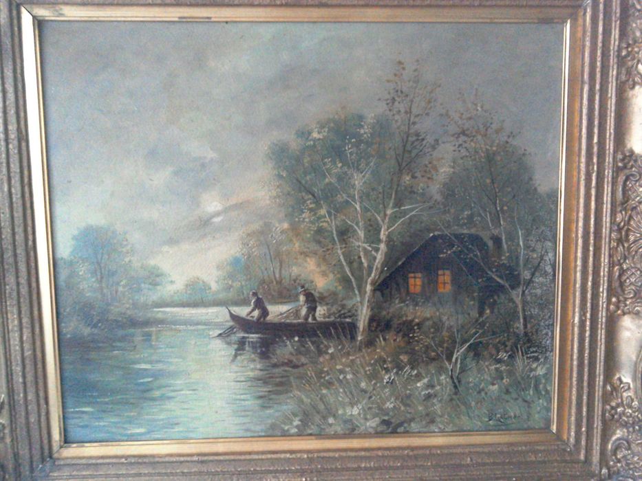 Tablou vechi, pictură flamandă, semnat B. Latner în ramă de epocă, U/C