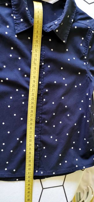 Cămașă băieți H&M mânecă lungă bleumarin steluțe măr 104 3-4ani