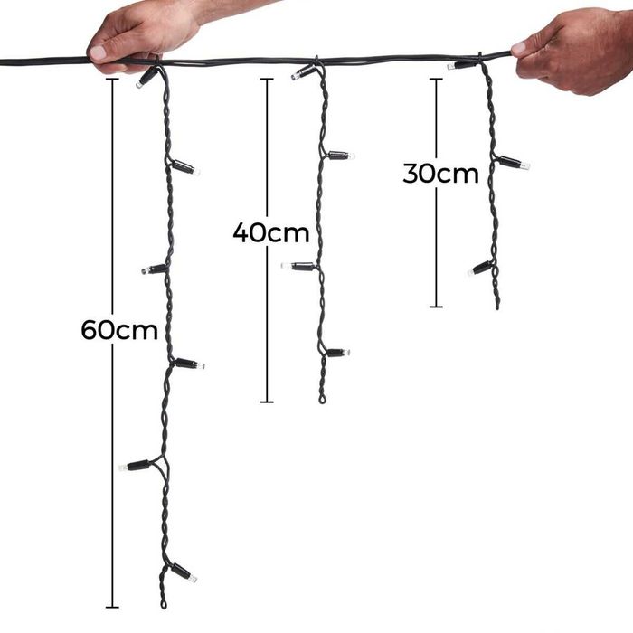 Коледна LED завеса 50м – топла светлина с бял флаш, висок клас модел