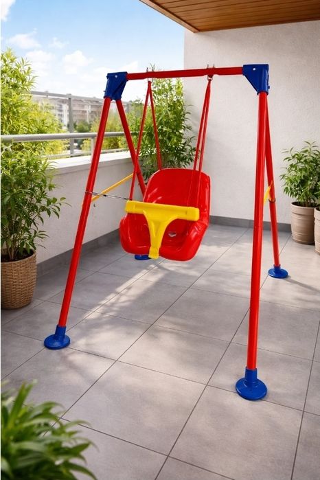 Leagăn pentru copii, scaun ergonomic, metalic, 160x90x120cm, exterior/interior, suportă 25kg