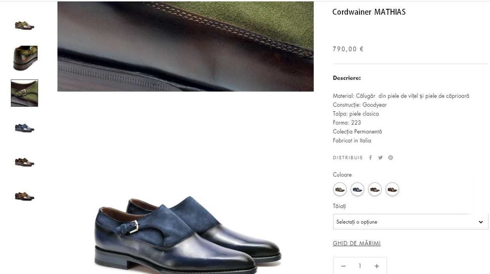 Pantofi monk de lux 39.5 40 Cordwainer lucrati manual piele naturala