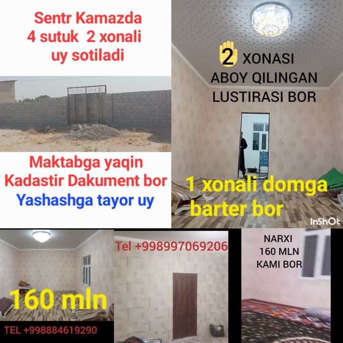 Termiz tuman sentr kamazda uy yer va ximya uchqizil shaxrda xam uylar