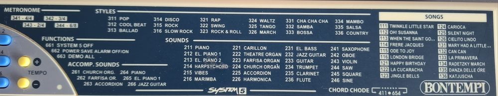 Bontempi GT 530 синтезатор + книжка с песните