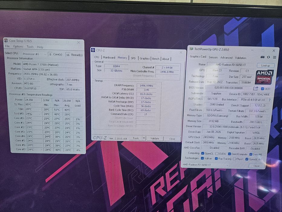 Unitate PC Gaming Ryzen 7 3700x video 8GB RX 6650XT 32GB RAM