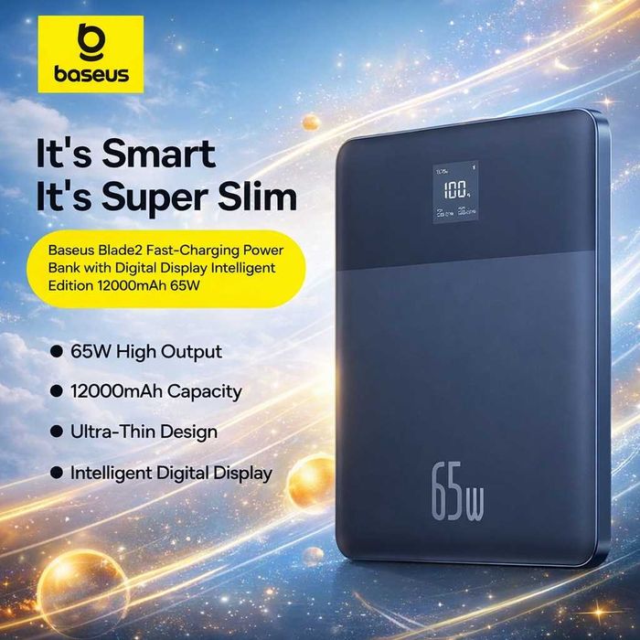 Baseus Компактный и Мощный PowerBank 65W 12K mAh. Есть доставка