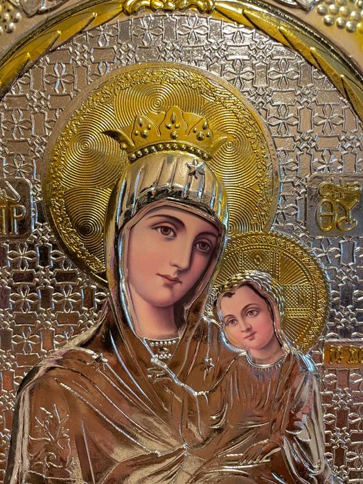 icoana argintata icoana veche maica domnului dm 27x24 icoana argintata