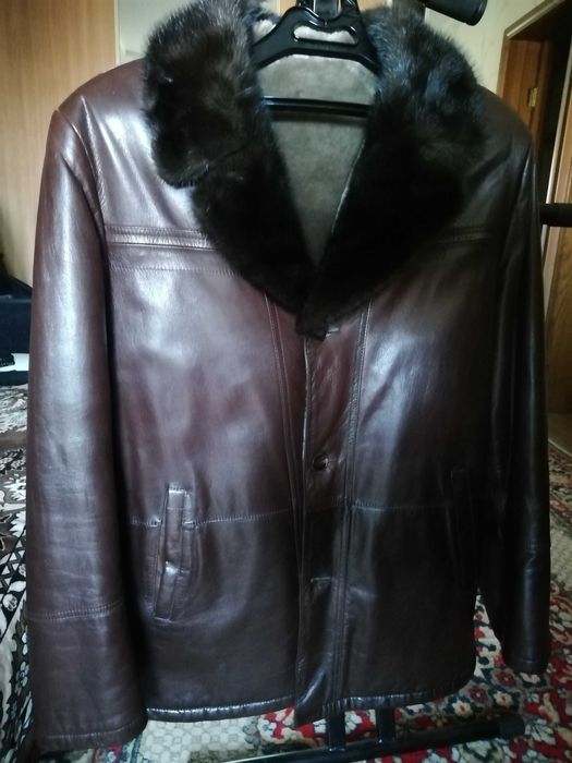 Кожаная зимняя куртка