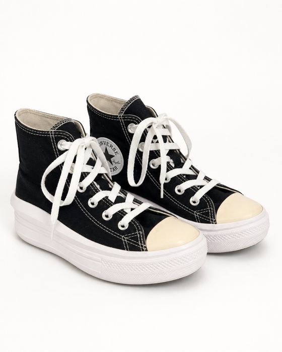 чёрные высокие Converse на платформе