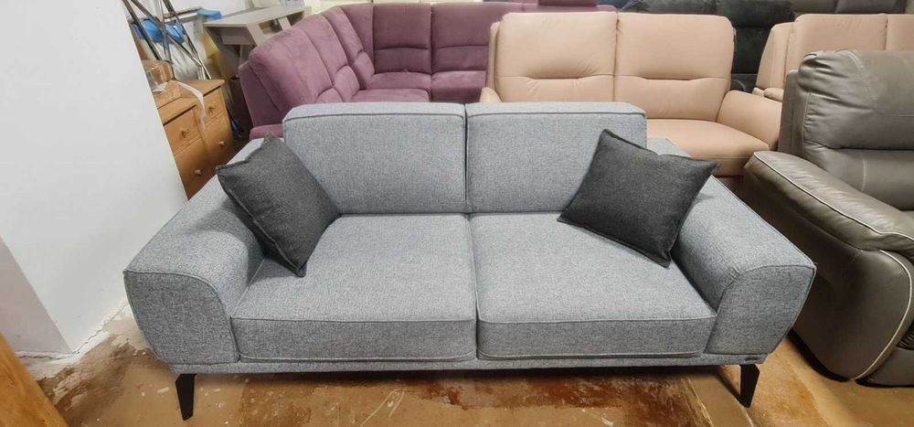 Сив диван от плат двойка с функция сън