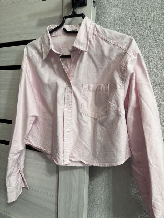 Рубашка укороченная, розовая