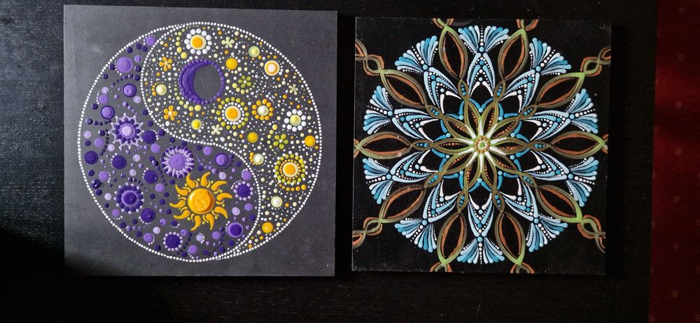 Mandala in puncte - obiect decorativ handmade unicat