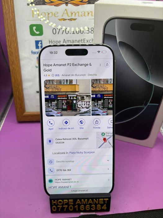 HOPE AMANET P2-Iphone 16 pro la cutie 256 GB/99 % BAT-190 cicl