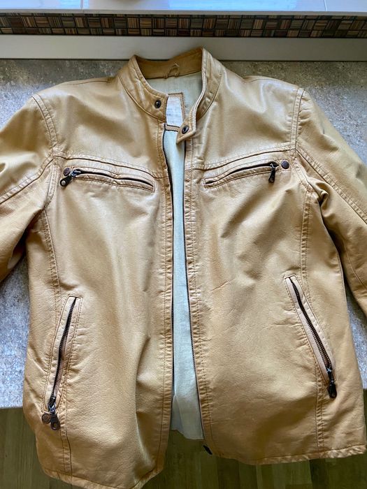 Geacă pielea crem Berska