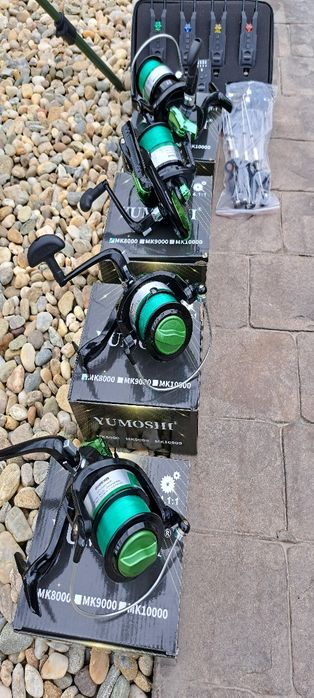 Set Pescuit,4 Lansete+4 Mulinete 8000+Senzori cu Statie+Rod Pod