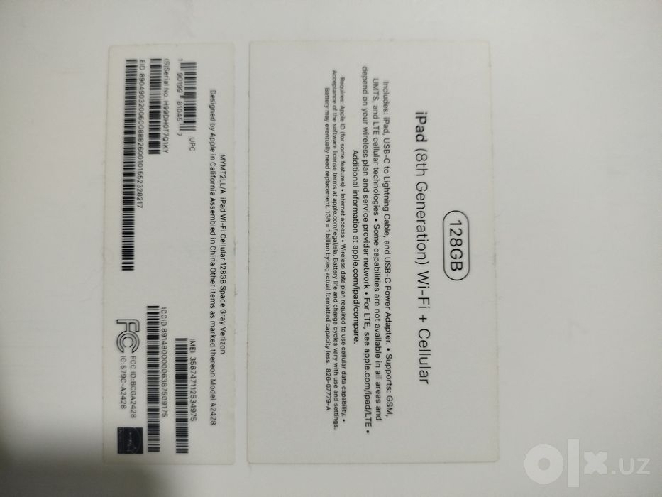 Ipad 8 128gb WiFi+ Cellular