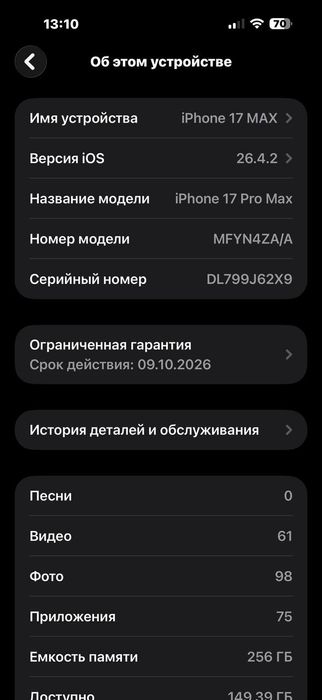 17 pro max 95% 256gb