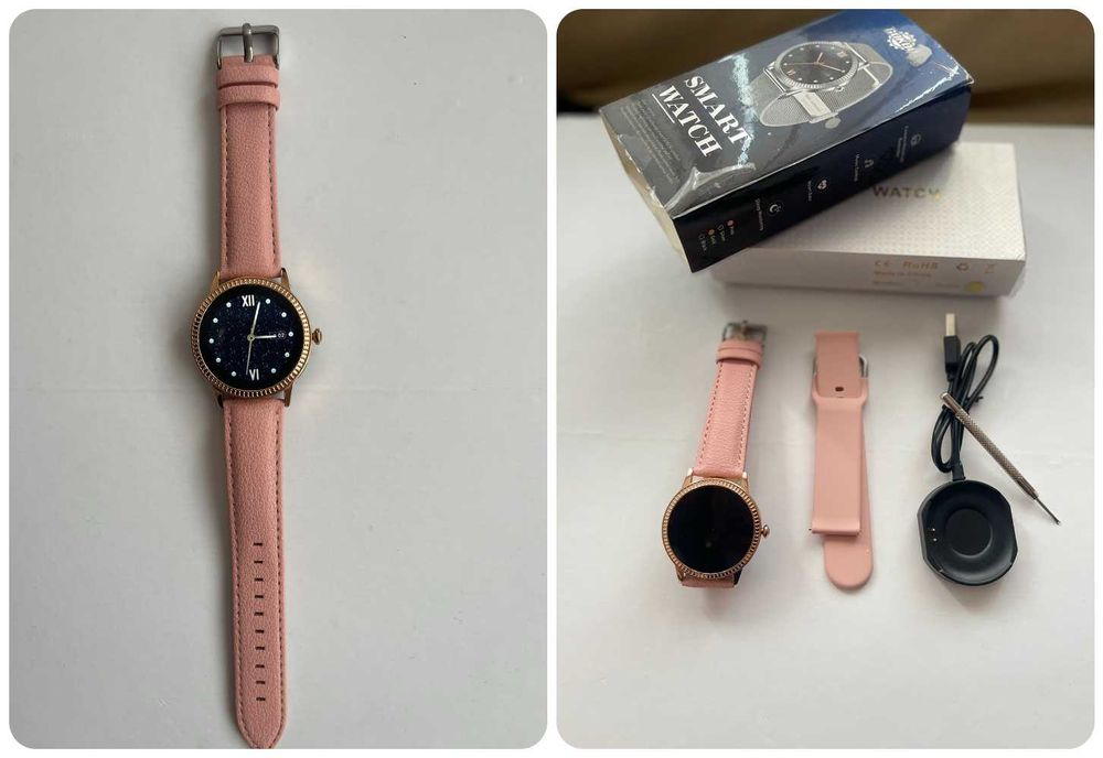Стилен дамски смарт часовник Ултра тънък ,Водоустойчив,Цвят Розов  НОВ