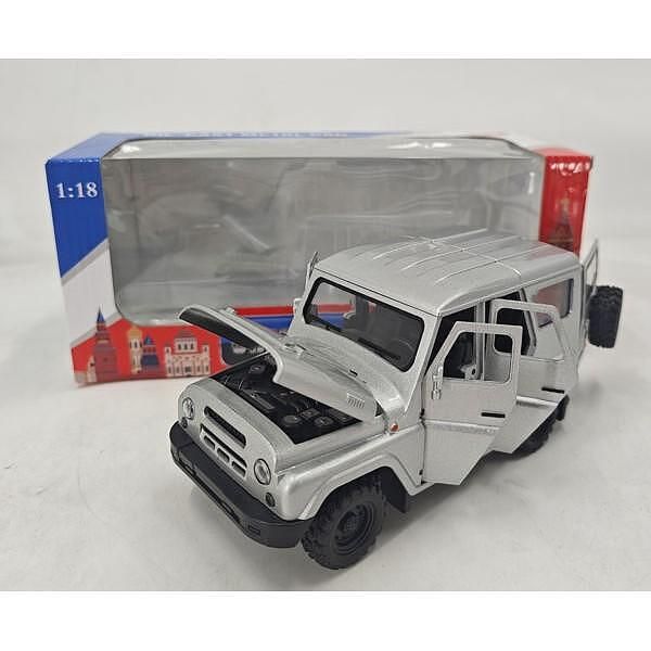 Метална количка уаз 469 - сива 1:18