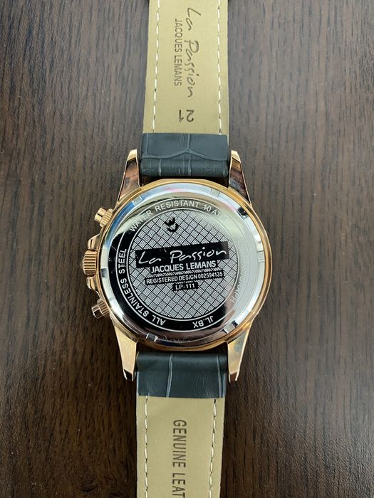 Jacques Lemans Luxury Chronograph, Rose-Gold Case, Leather Strap.