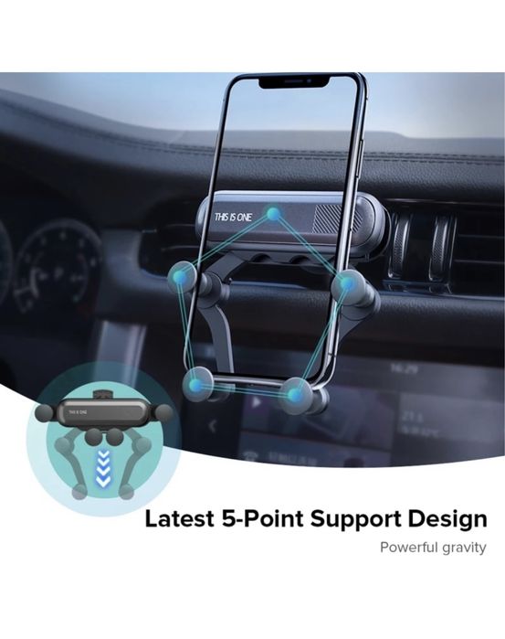 Suport Telefon Retractabil cu 4 Clipsuri Pentru Grila Auto Negru