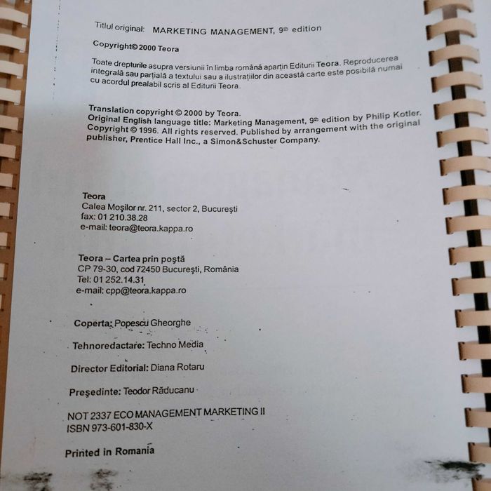 Kotler - xerox
Managementul Marketingului. 1027 pagini