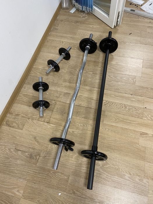 Pachet sala ideal Acasa,Gantere reglabile+bara Z+Bara piept+Discuri