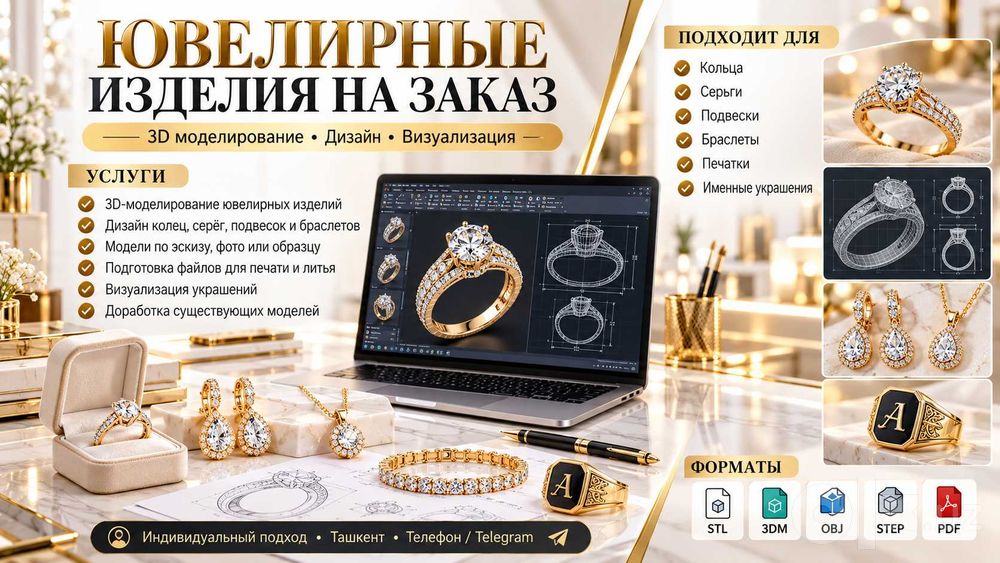 Ювелирные изделия на заказ | 3D моделирование, дизайн, визуализация