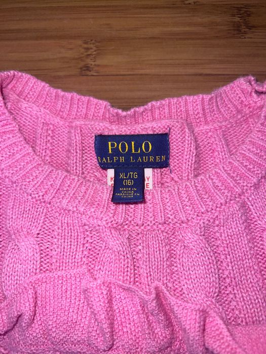 Polo Ralph Lauren розов плисиран плетен пуловер