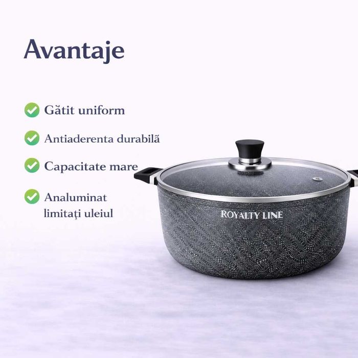 Oala din aluminiu turnat cu acoperire marmura 40 cm Royalty Line