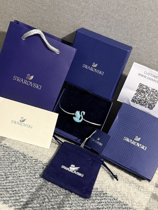 Brățară Swarovski  cu lebădă, albastră – elegantă și delicată