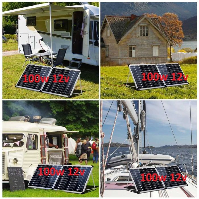 Соларен куфар 100w 12v  ТВЪРД панел + чанта фотоволтаичен сгъваем