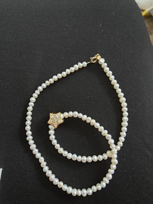 Coliere Perle de cultura  suflate cu aur de 14 k